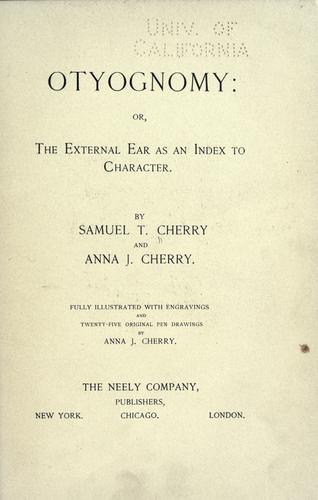 Cover for Otyognomy: or, The external ear as an index to character.