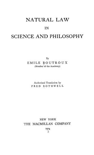 Cover for Natural law in science and philosophy