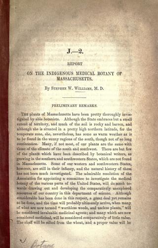Cover for Report on the indigenous medical botany of Massachusetts.