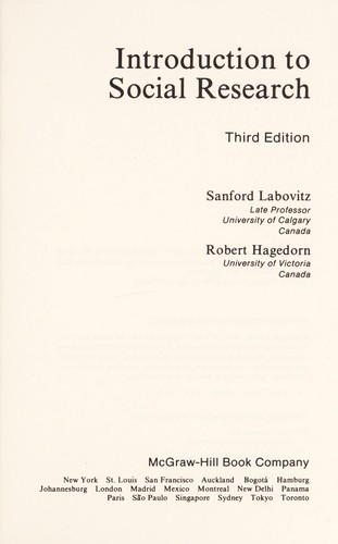 Cover for Introduction to social research