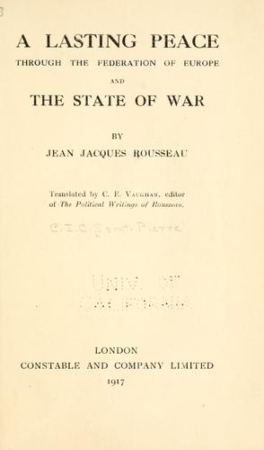 Cover for A lasting peace through the federation of Europe