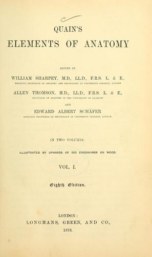 Cover for Quain's Elements of anatomy