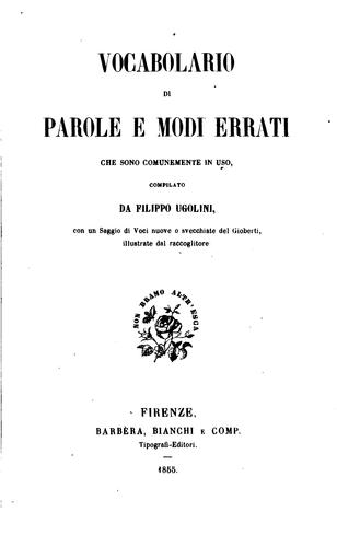Cover for Vocabolario di parole e modi errati che sono comunemente in uso