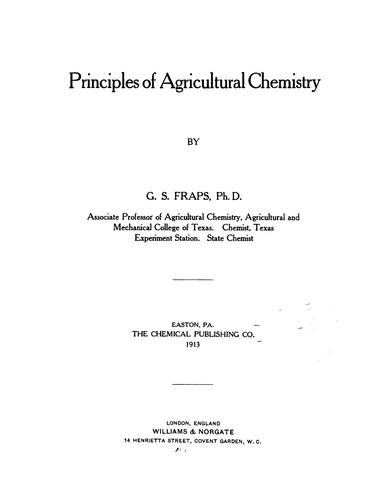 Cover for Principles of agricultural chemistry