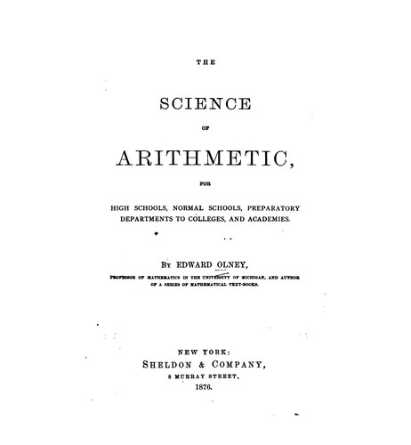 Cover for The science of arithmetic