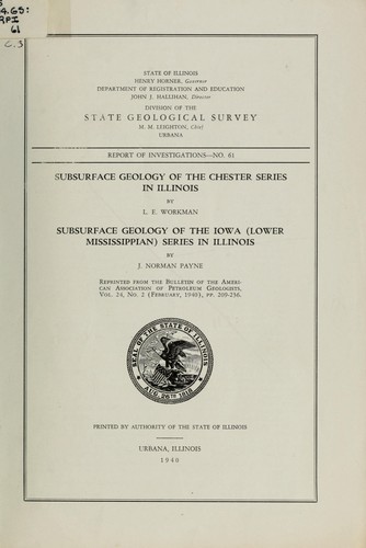 Cover for Subsurface geology of the Chester series in Illinois