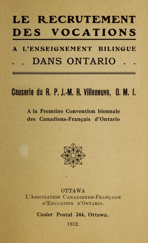 Cover for Le recrutement des vocations a l'enseignement bilingue dans Ontario.
