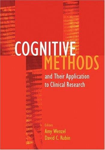 Cover for Cognitive Methods And Their Applications To Clinical Research
