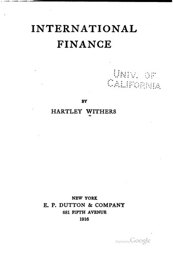 Cover for International finance