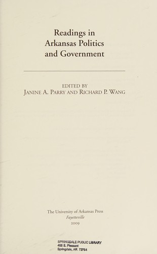 Cover for Readings in Arkansas government and politics