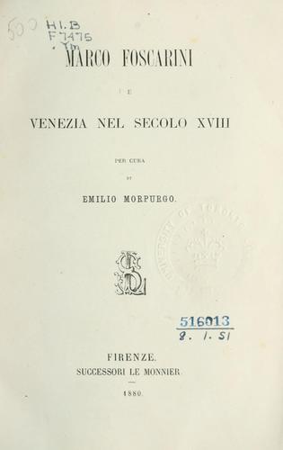 Cover for Marco Foscarini e Venezia nel secolo XVIII.