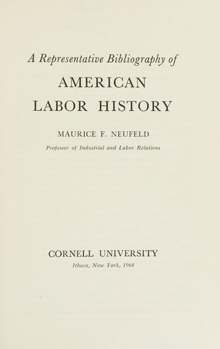 Cover for A representative bibliography of American labor history