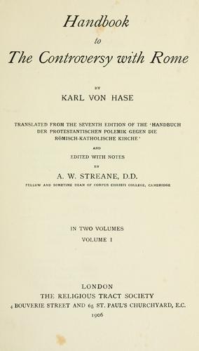 Cover for Handbook to the controversy with Rome