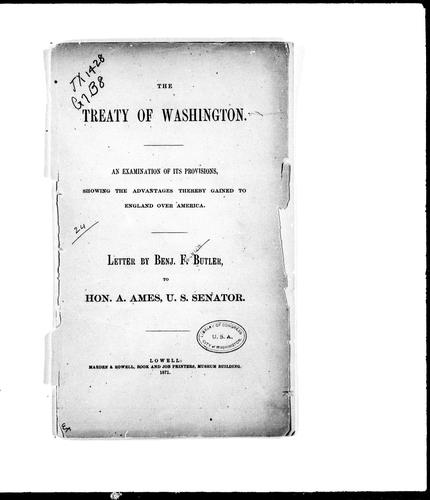 Cover for The Treaty of Washington, an examination of its provisions