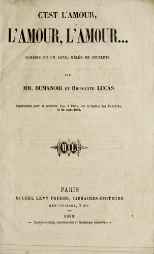Cover for C'est l'amour, l'amour, l'amour--