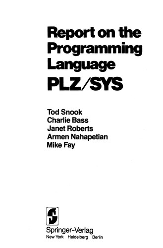 Cover for Report on the Programming Language PLZ/SYS