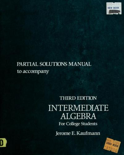 Cover for Partial solutions manual to accompany Intermediate algebra for college students