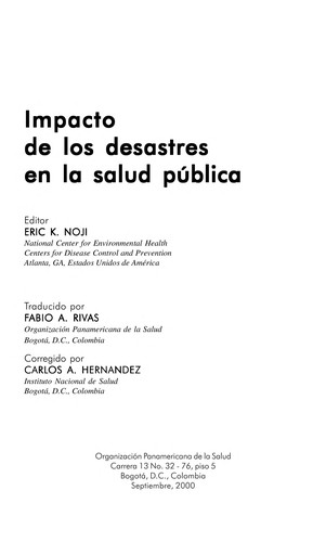Cover for Impacto de los desastres en la salud publica