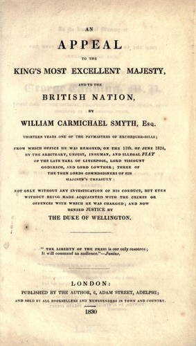Cover for An appeal to the King's most excellent majesty, and to the British Nation