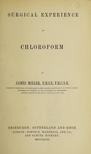 Cover for Surgical experience of chloroform