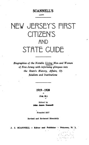 Cover for Scannell's New Jersey's First Citizens and State Guide: Genealogies and ...