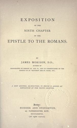 Cover for Exposition of the ninth chapter of the Epistle to the Romans.