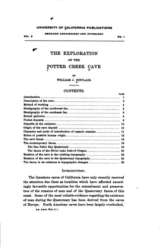 Cover for The Exploration of the Potter Creek Cave
