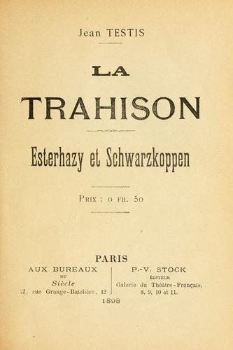 Cover for La trahison
