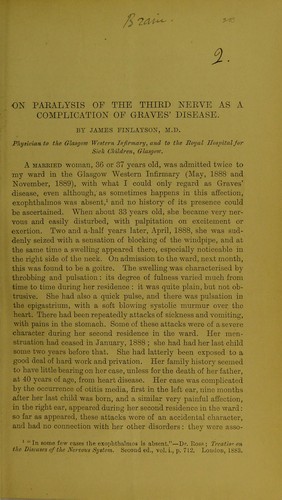 Cover for On paralysis of the third nerve as a complication of Graves' disease