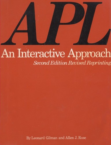 Cover for APL--an interactive approach