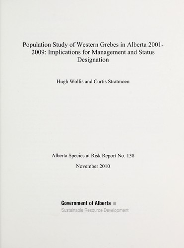 Cover for Population study of western grebes in Alberta 2001-2009