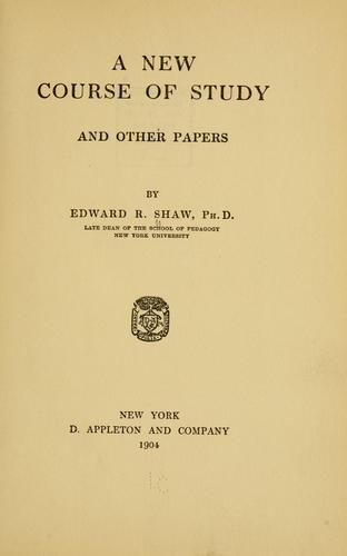 Cover for A new course of study
