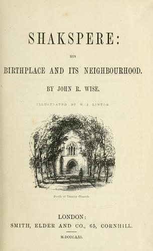 Cover for Shakspere: his birthplace and its neighbourhood.