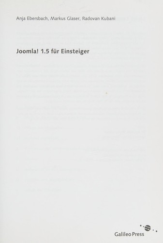 Cover for Joomla! 1.5 für Einsteiger [