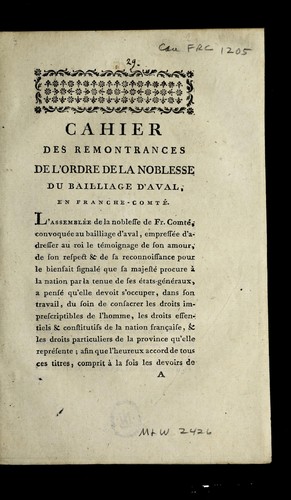 Cover for Cahier des remontrances