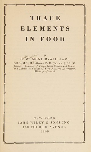 Cover for Trace elements in food