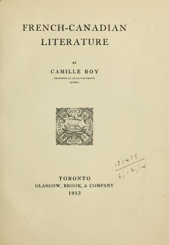 Cover for French-Canadian literature