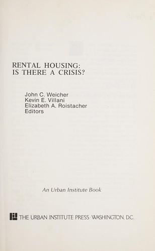 Cover for Rental housing--is there a crisis?