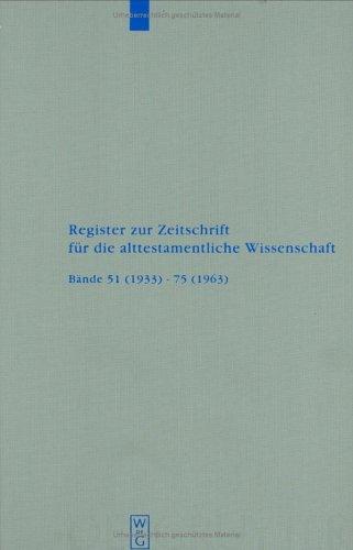 Cover for Register Zur Zeitschrift Für Die Alttestamentliche Wissenschaft