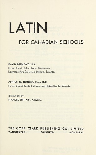 Cover for Latin for Canadian schools