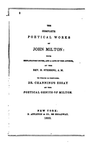 Cover for The Complete Poetical Works of John Milton: With Explanatory Notes, and a Life of the Author