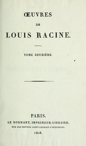 Cover for Oeuvres de Louis Racine