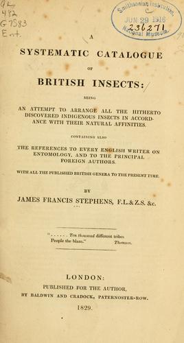 Cover for A systematic catalogue of British insects