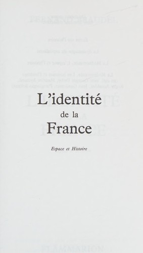 Cover for L' identité de la France.