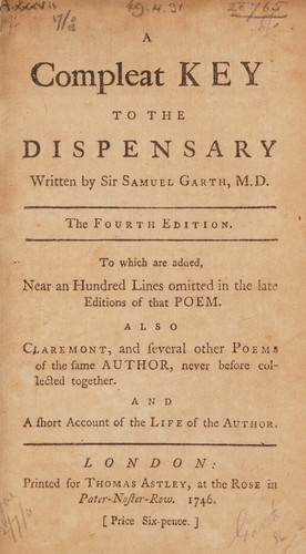Cover for A compleat key to the Dispensary