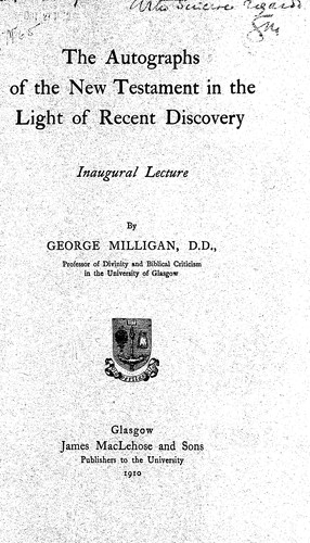 Cover for The autographs of the New Testament in the light of recent discovery