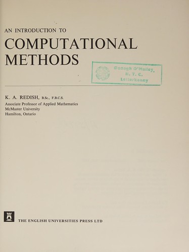 Cover for Intro to Comp Methods Uni