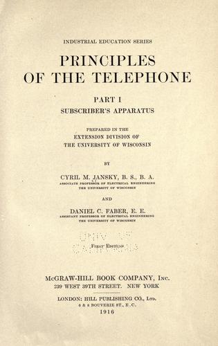 Cover for Principles of the telephone