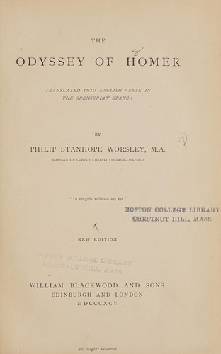 Cover for The Odyssey of Homer