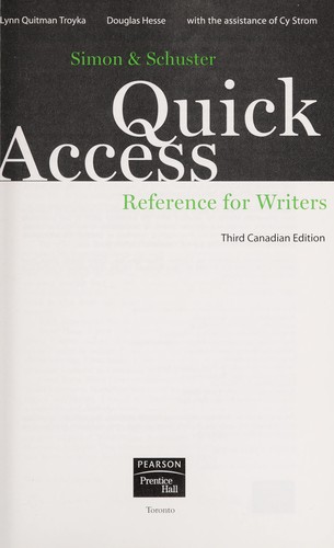 Cover for Simon & Schuster quick access reference for writers